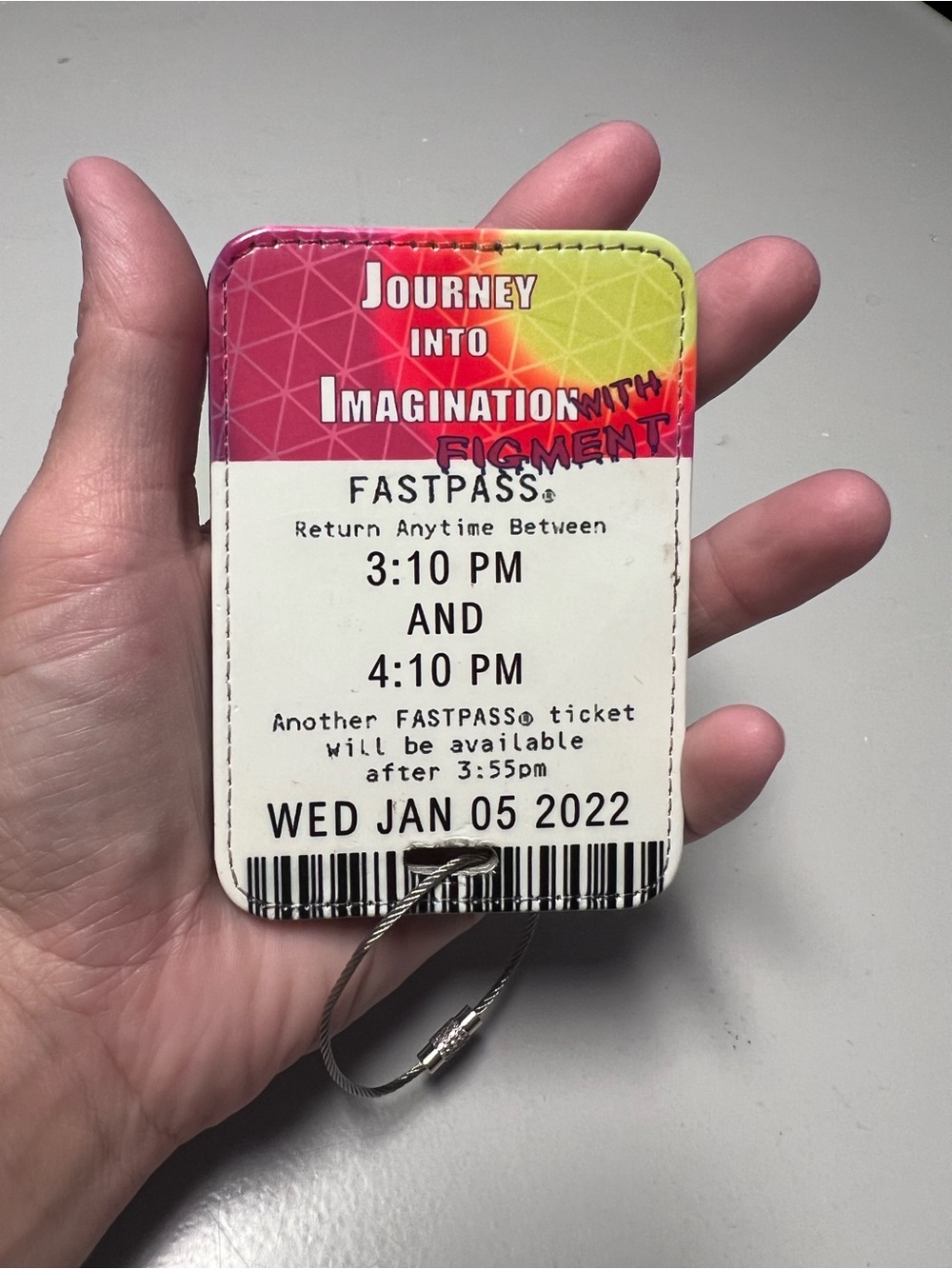 Disney Journey Into Imagination FASTPASS luggage tag
